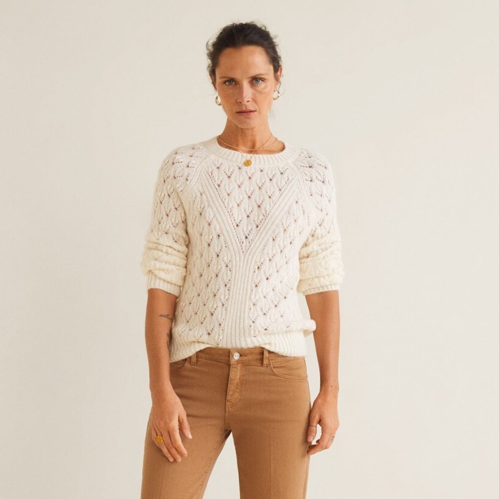 EUC • MNG Softest Knit Sweater in Ecru